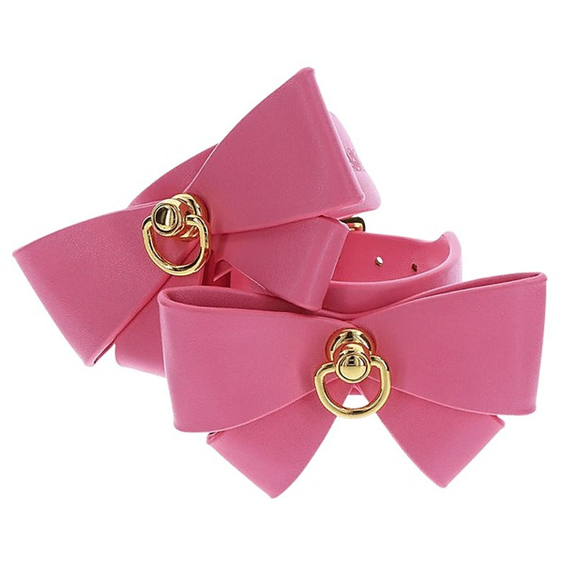 Scala Wrist Cuffs (Pink) Vegan PU Leather Bondage Restraints - Cuffs And Restraints