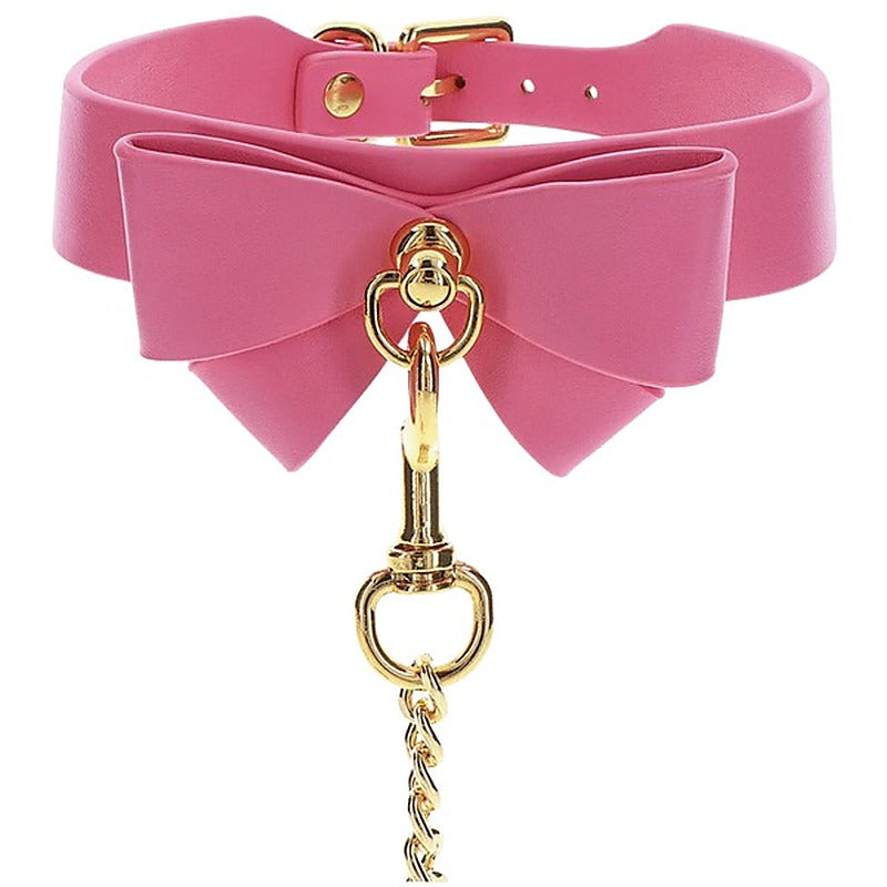 Scala Collar and Leash Pink with Detachable Leash for Bondage Play - Collars and Leads