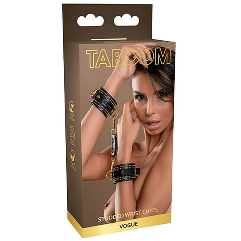 Scala Studded Wrist Cuffs Set Black with Adjustable Secure Bondage Design - Cuffs And Restraints