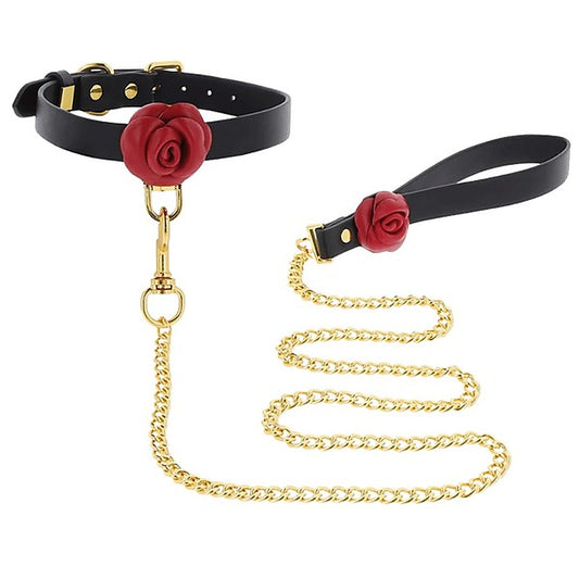 Wild Roses Fetish Collar and Leash by Scala - Collars and Leads