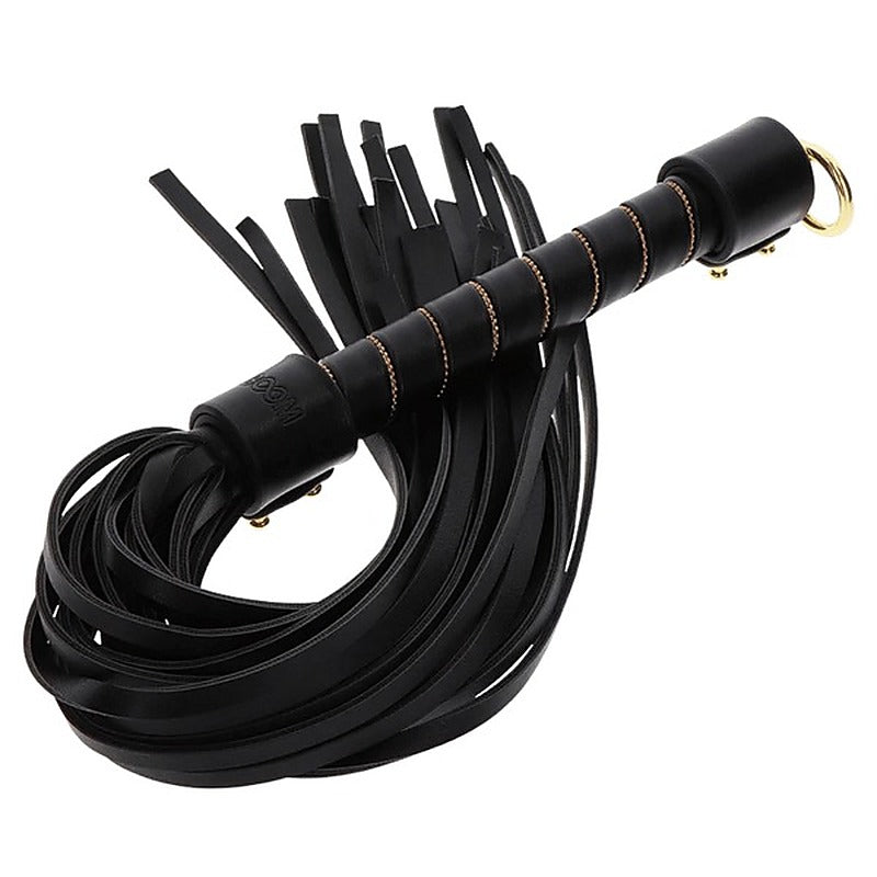 Scala Studded Whip Black Vegan Leather BDSM Impact Play - Whips And Crops