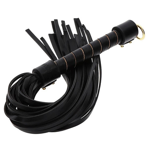 Scala Studded Whip Black Vegan Leather BDSM Impact Play - Whips And Crops