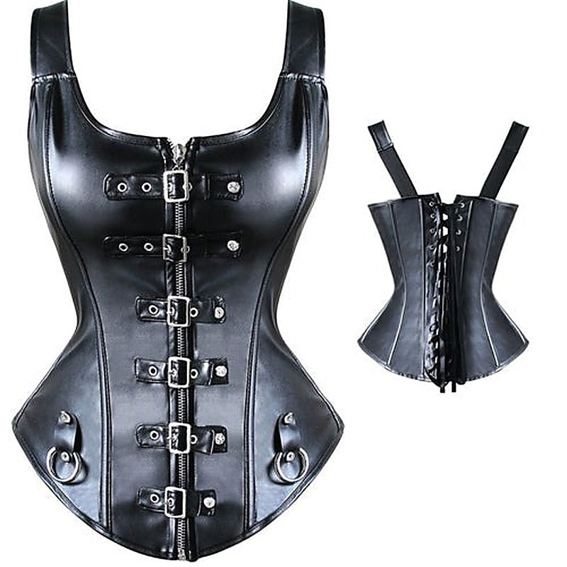 Punk Style Leather Strappy Vest Fetish Wear Corset - Her Fetish