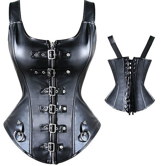 Punk Style Leather Strappy Vest Fetish Wear Corset - Her Fetish