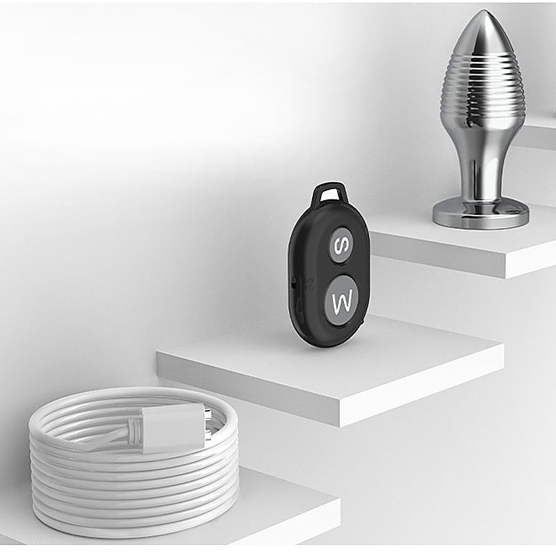 Rechargable Remote Controlled Vibrating Steel Butt Plug - Butt Plugs