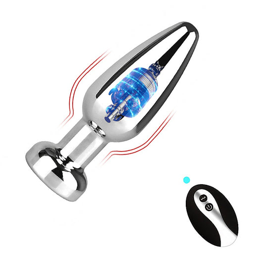 Rechargeable 10 Settings Vibrating Metal Butt Plug - Butt Plugs