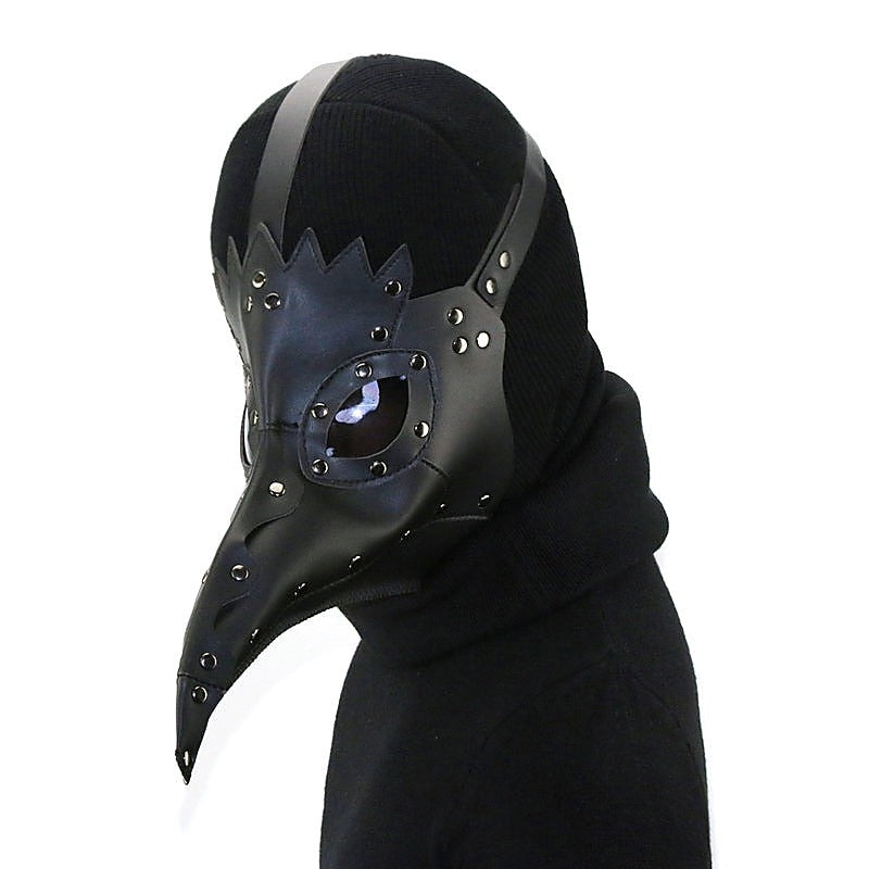 Black Plague Doctor Mask Gothic Long Nose Bird Beak - Masks And Blindfolds