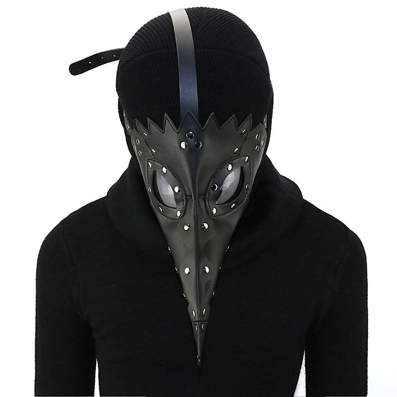 Black Plague Doctor Mask Gothic Long Nose Bird Beak - Masks And Blindfolds