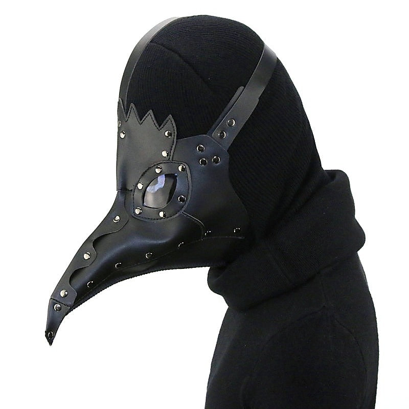 Black Plague Doctor Mask Gothic Long Nose Bird Beak - Masks And Blindfolds