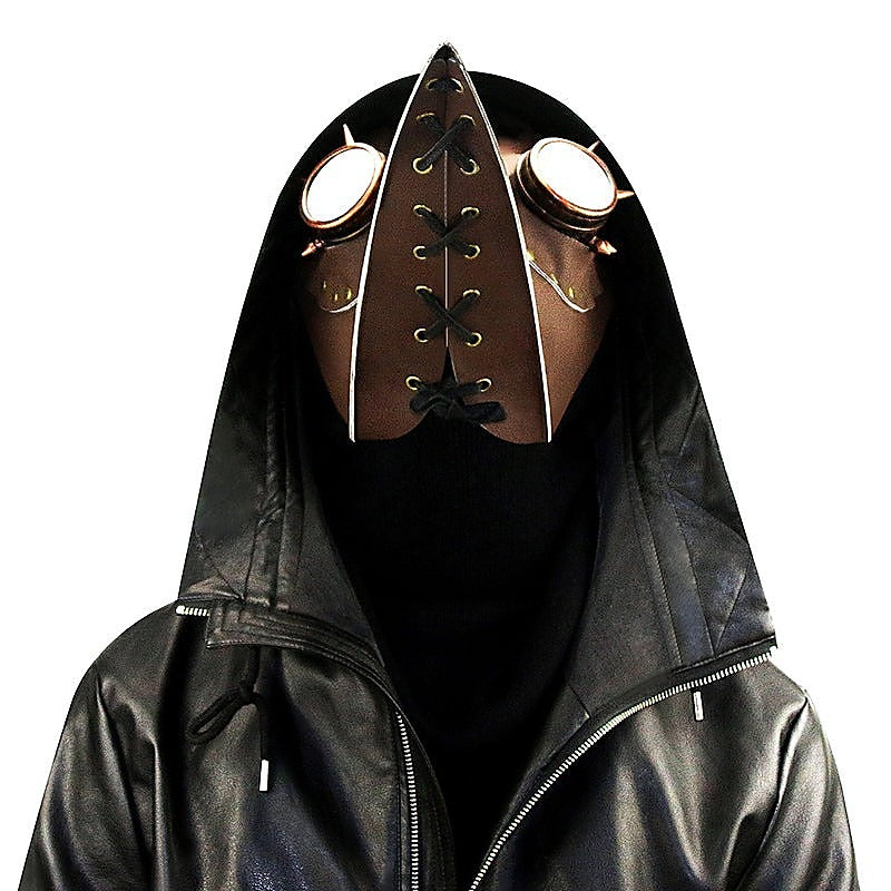 Brown PU Leather Rivet Spike Long Bird Beak by BDStyle - Masks And Blindfolds