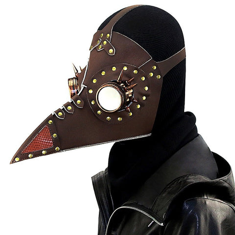 Brown PU Leather Rivet Spike Long Bird Beak by BDStyle - Masks And Blindfolds