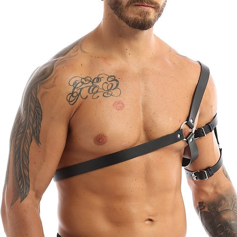 One Shoulder Strap Body Chest Half Harness Belt by BDStyle - Cuffs And Restraints