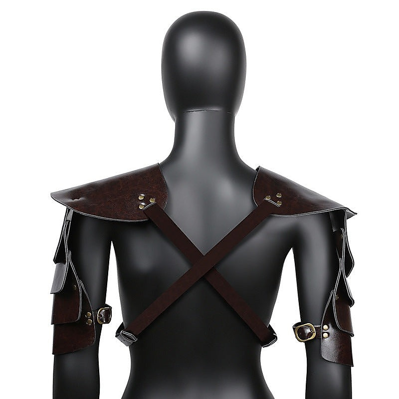 Brown PU Leather Vintage Armor by BDStyle - Cuffs And Restraints