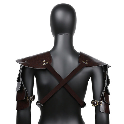 Brown PU Leather Vintage Armor by BDStyle - Cuffs And Restraints