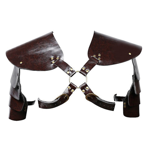 Brown PU Leather Vintage Armor by BDStyle - Cuffs And Restraints