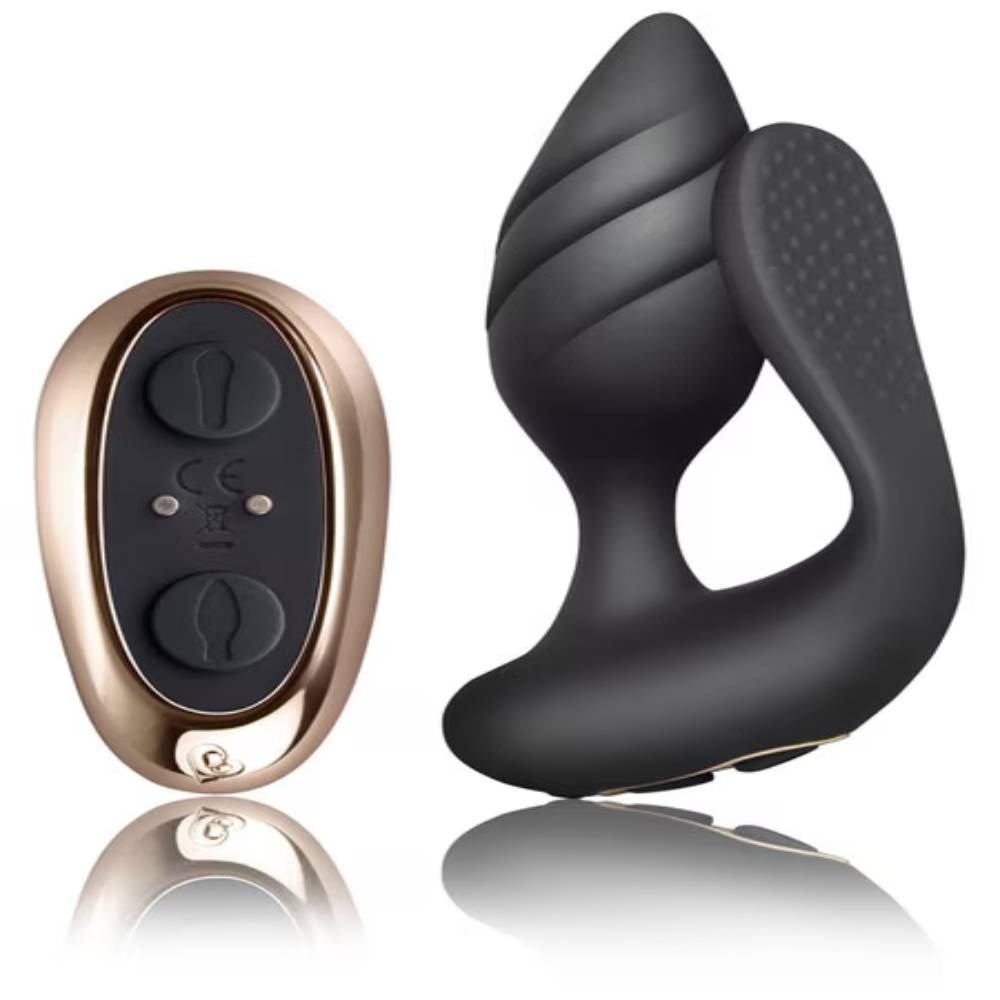 Rocks Off Cocktail Double Stimulation Butt Plug with Dual Motor Technology - BLACK - Butt Plugs
