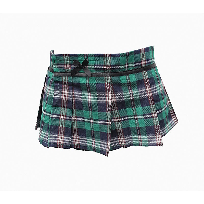 Tartan Wrap Sexy Skirt Green by Love In Leather - Skirts And Club Wear