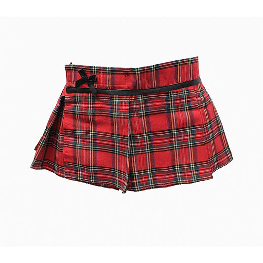 Tartan Wrap Sexy Skirt Red by Love In Leather - Skirts And Club Wear