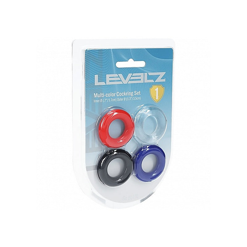 LEVELZ Multicolour 4 Pack Cock Ring Set by Shots Toys - Cock Ring Sets