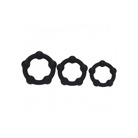 LEVELZ Beaded Silicone Cock Ring Set of 3 by Shots Toys - Cock Ring Sets