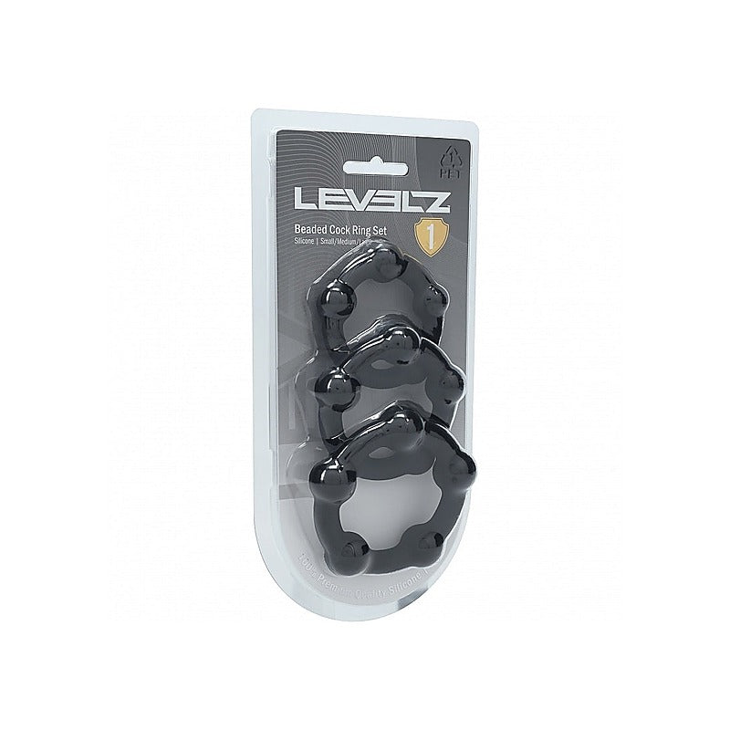 LEVELZ Beaded Silicone Cock Ring Set of 3 by Shots Toys - Cock Ring Sets