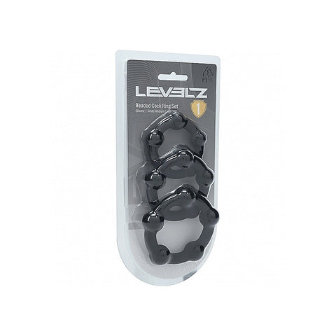 LEVELZ Beaded Silicone Cock Ring Set of 3 by Shots Toys - Cock Ring Sets