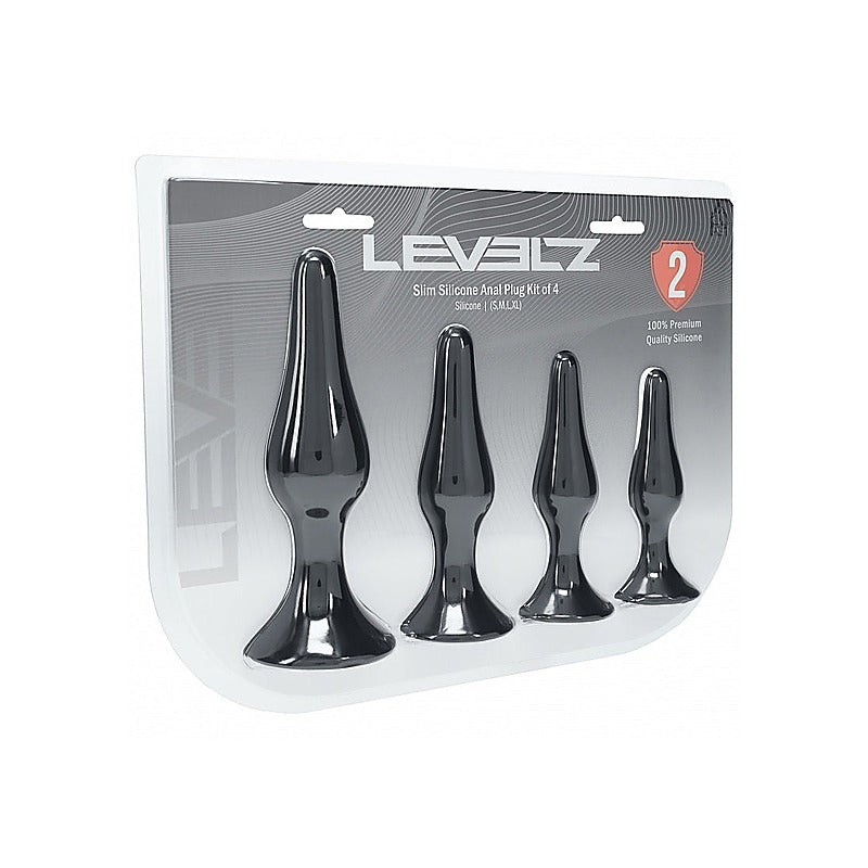 LEVELZ Slim Silicone Anal Plug Kit of 4 Sizes by Shots Toys - Butt Plugs