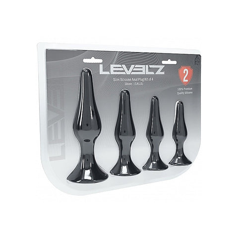LEVELZ Slim Silicone Anal Plug Kit of 4 Sizes by Shots Toys - Butt Plugs