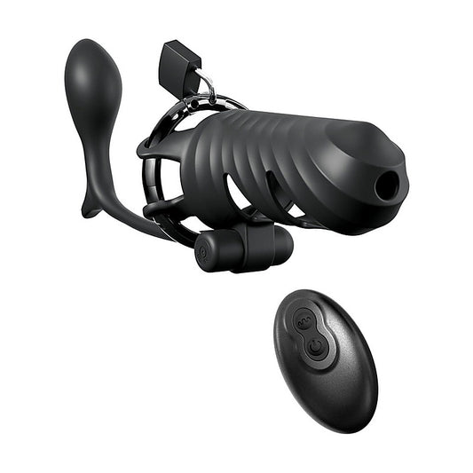 Fantasy C-Ringz Vibrating Cock Blocker with Ass-Gasm Plug - Male Chastity