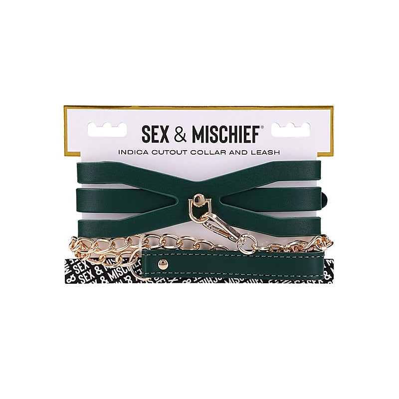 Indica Cutout BDSM Collar and Leash by Sportsheets - Collars and Leads