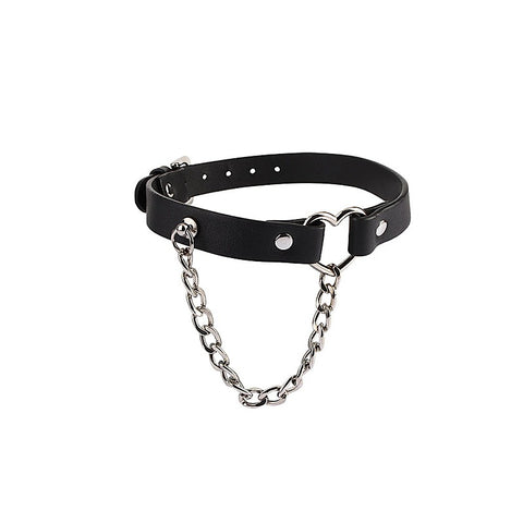 Fetish Play Heart Collar with Chain by Chisa - Collars and Leads