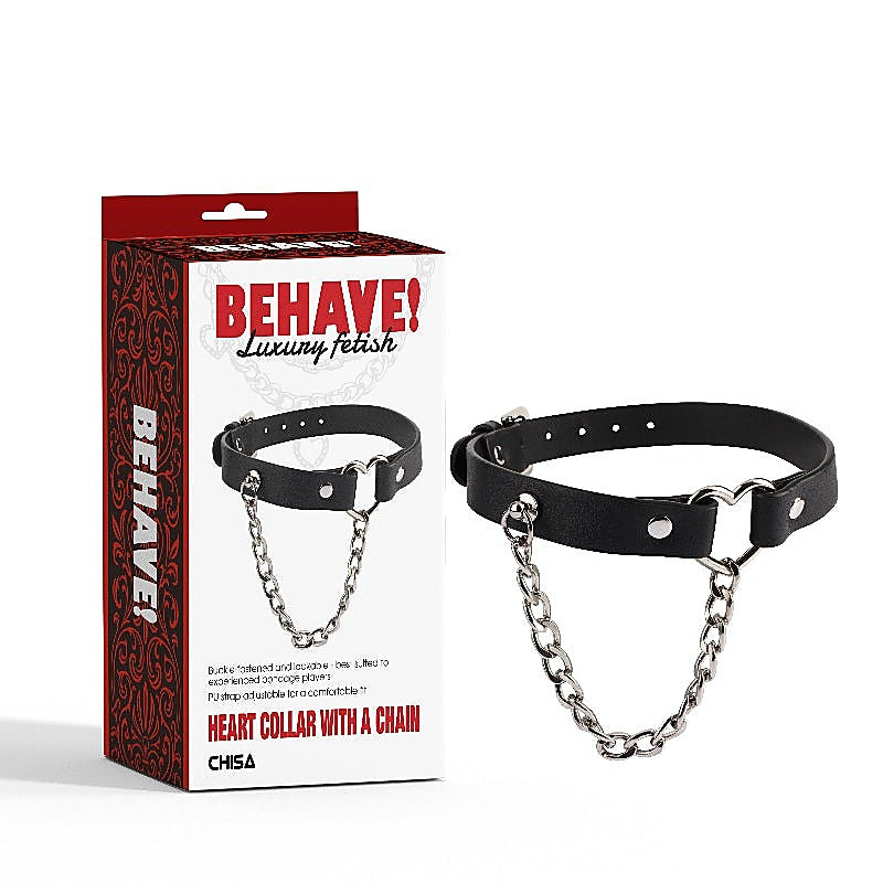 Fetish Play Heart Collar with Chain by Chisa - Collars and Leads