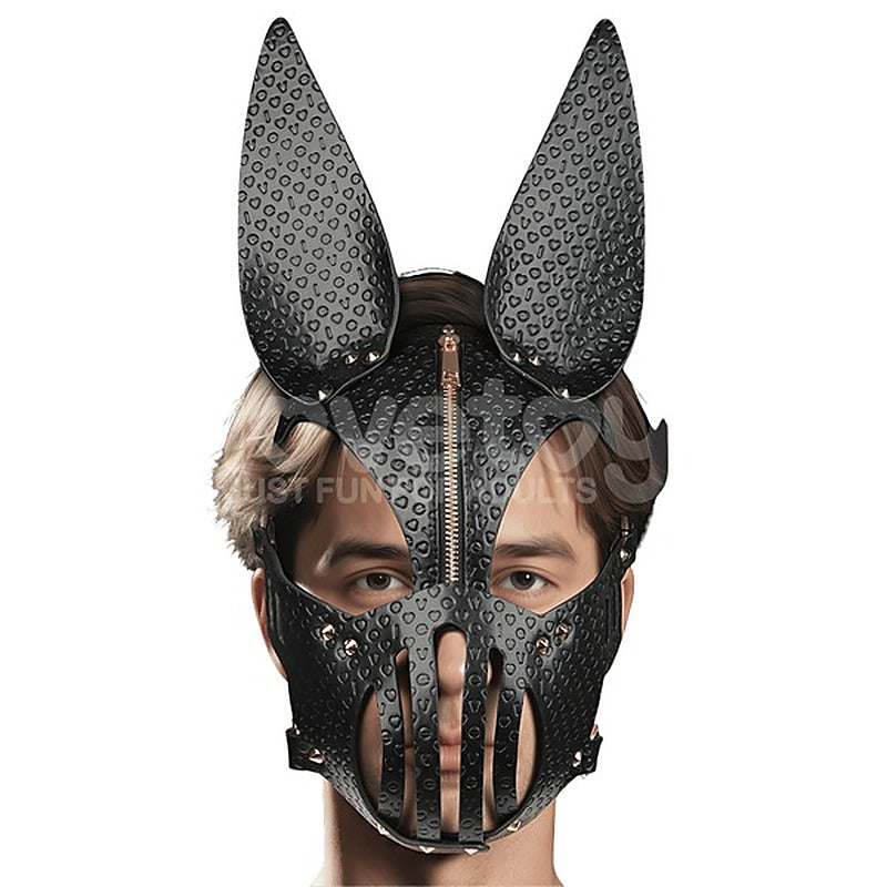 Dark Sculpted Bunny Ears BDSM Mask by Lovetoy - Masks And Blindfolds