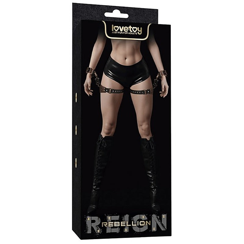 Premium PU Leather BDSM Thigh Cuffs Set by Lovetoy - Cuffs And Restraints