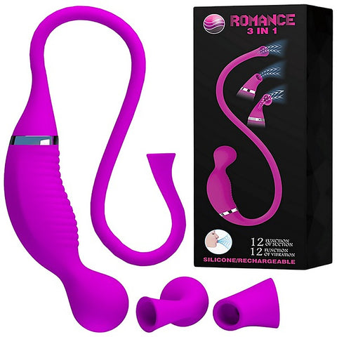 Pretty Love Romance Rechargeable 3 in1 Clit Vibrator - Clit Ticklers and Pulsators