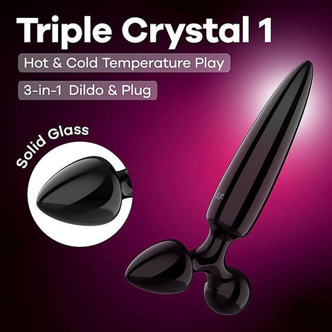 Triple Crystal 1 Glass 3-in-1 Butt Plug by Satisfyer - Butt Plugs