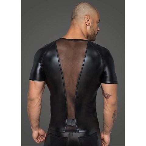 Power Wetlook Men T-shirt With 3D Net by Noir Handmade - Mens Briefs And Boxers