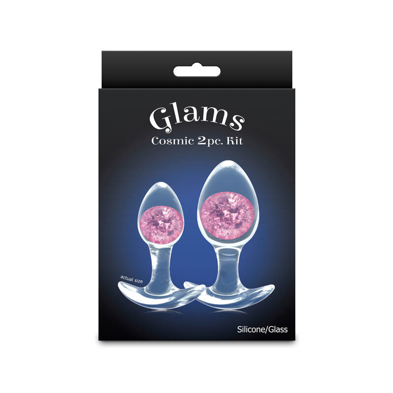 NS Novelties Glams Cosmic Butt Plugs Set of 2 Sizes with Glass Marbles - - Butt Plugs