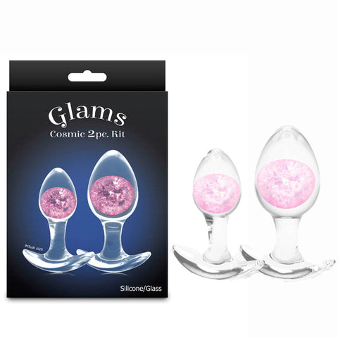 NS Novelties Glams Cosmic Butt Plugs Set of 2 Sizes with Glass Marbles - Butt Plugs