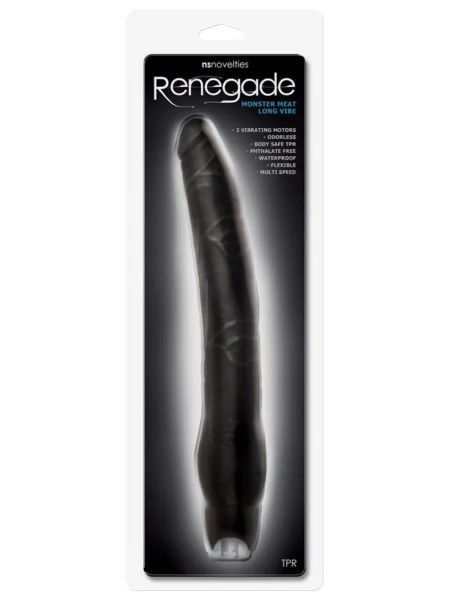 NS Novelties Renegade Monster Meat Supersized Vibrating Dildo Black 30.5cm Dual Motors - - Vibrating Dildos