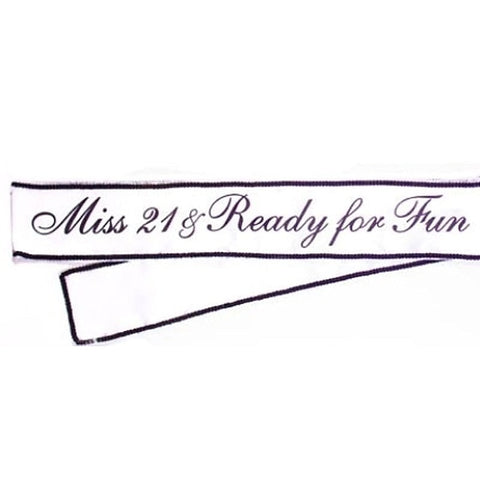 Miss 21 & Ready For Fun Sash by Little Genie - Party Gifts and Novelties