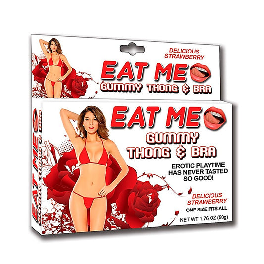 Eat Me Gummy Thong & Bra Strawberry by Hott Products - Fancy Dress Ups