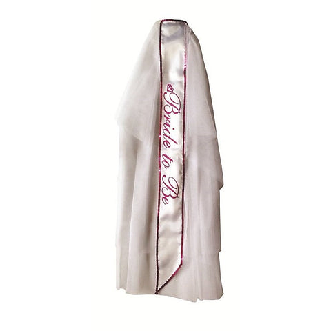 Bride-To-Be Veil White and Pink by Little Genie - Fancy Dress Ups