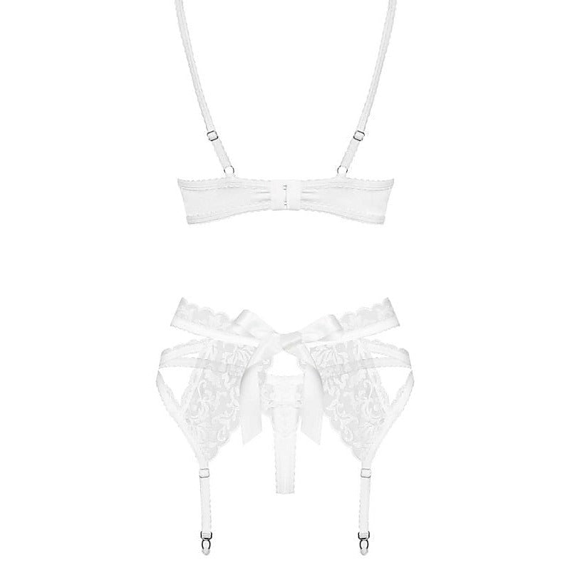 Premium Lacy White Set 3 Piece by Obsessive - Bras and Bra Sets