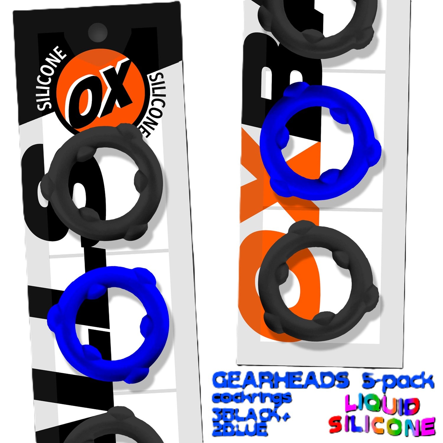 Oxballs Gearheads 5 Pack Spinner Cock Rings - Cock Ring Sets