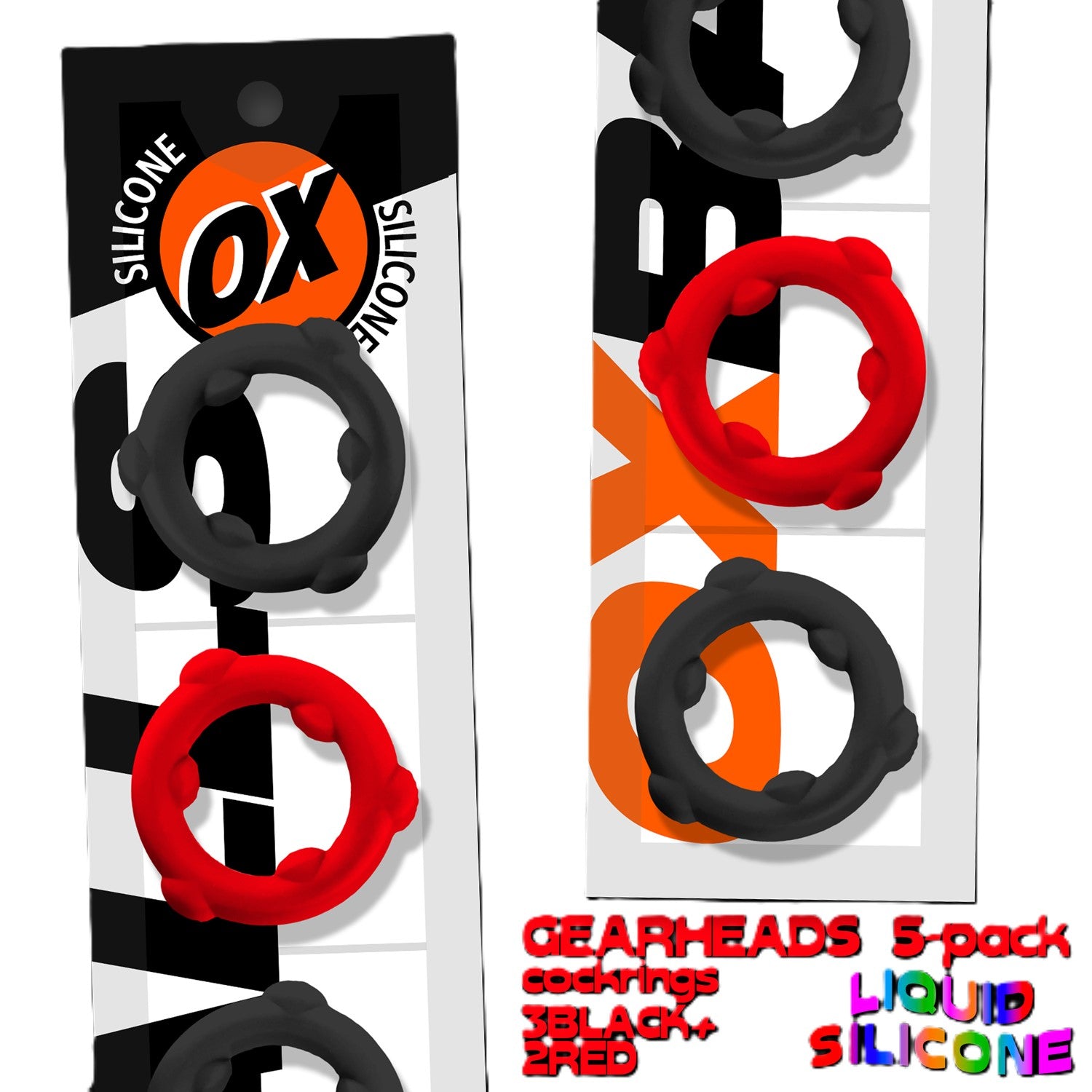 Oxballs Gearheads 5 Pack Spinner Cock Rings - Cock Ring Sets