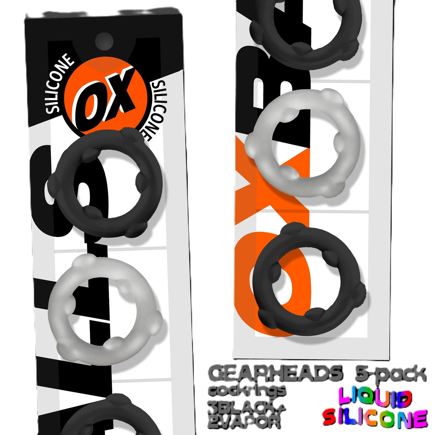 Oxballs Gearheads 5 Pack Spinner Cock Rings - Cock Ring Sets