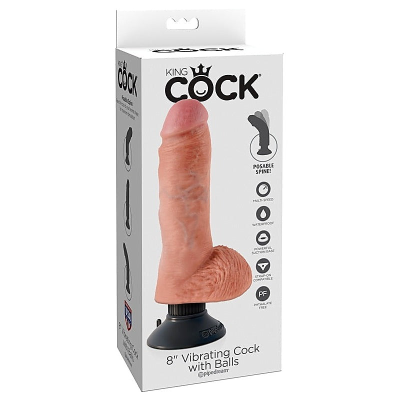 King Cock Multi Functions Realistic Cock with Balls - Vibrating Dildos