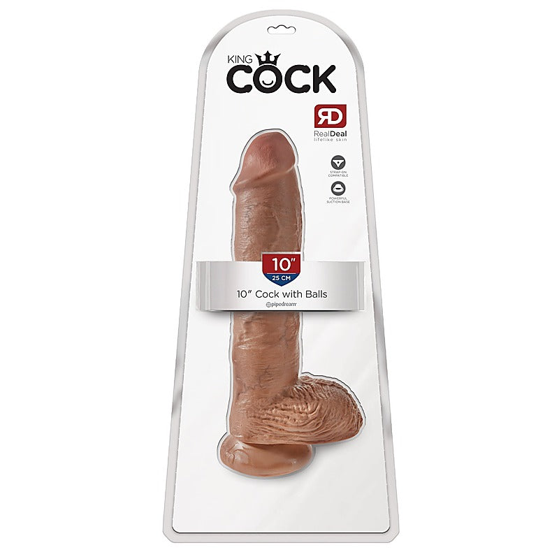 King Cock 10 Inch Suction Cup Realistic Cock with Balls - Realistic Dildos
