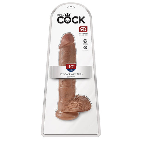 King Cock 10 Inch Suction Cup Realistic Cock with Balls - Realistic Dildos